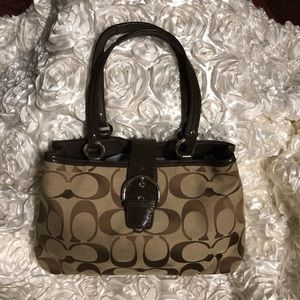 Coach Brown signature logo shoulder bag